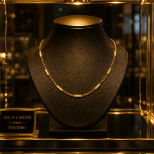 Chaîne Maille Alternée Vintage en Argent Plaqué Or 18 Carats