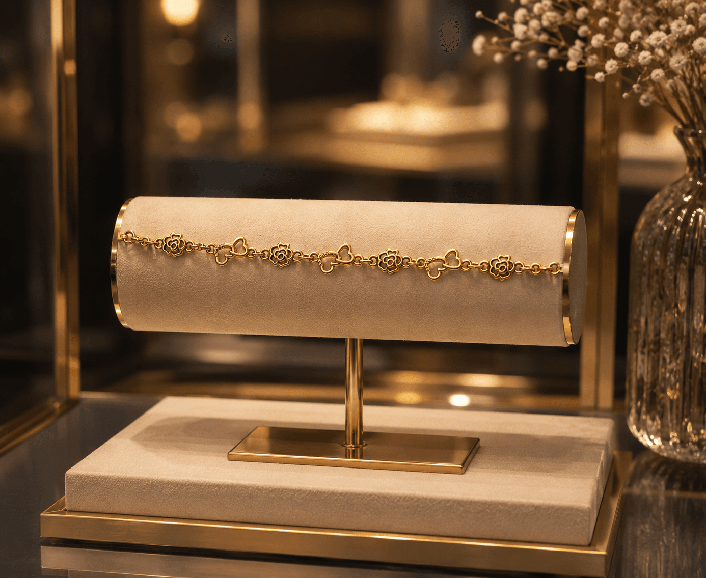 Bracelet Cœurs et Fleurs en Or 18 Carats
