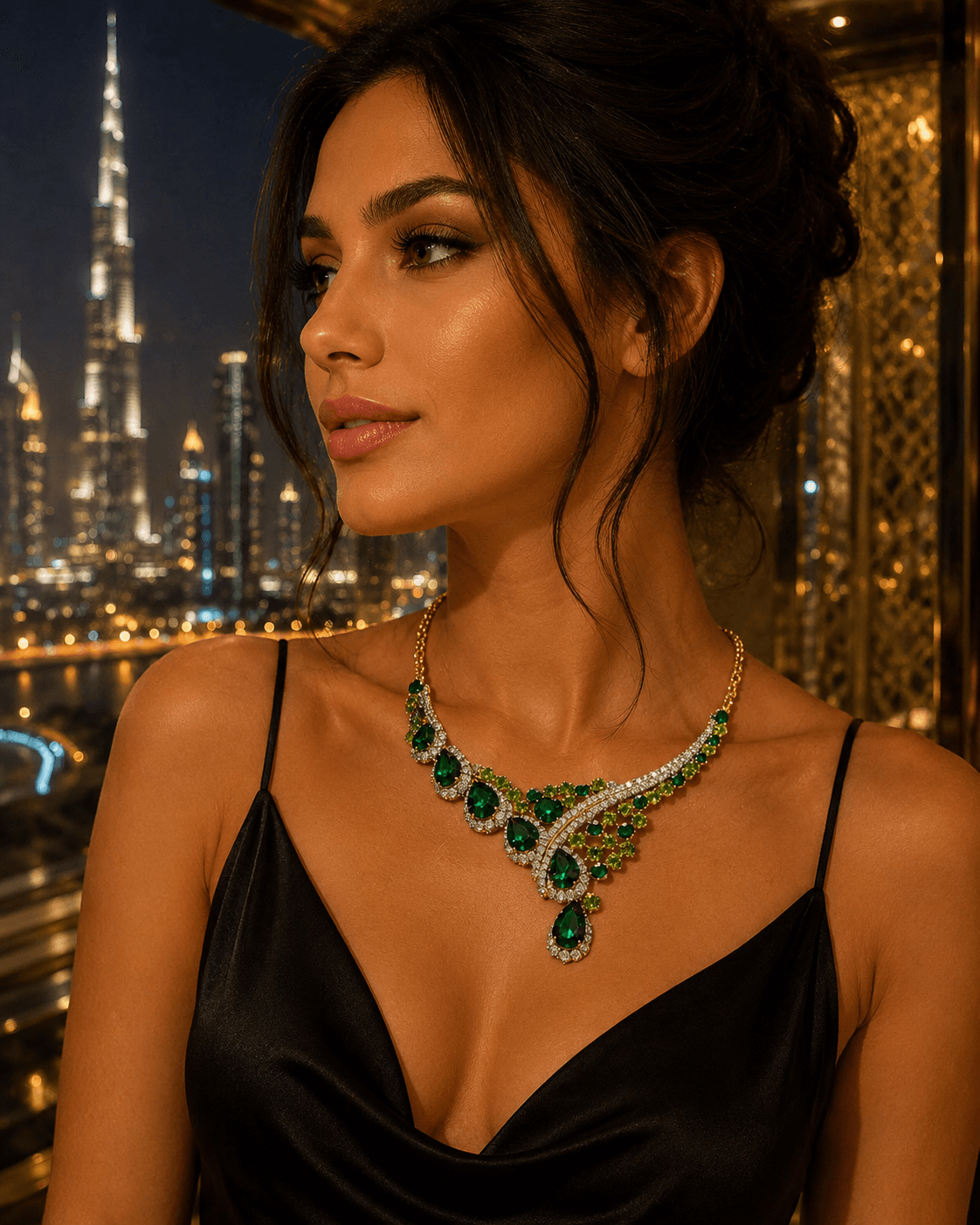 Collier Émeraude Impériale et Zircons – Collection Dubaï – Image 2