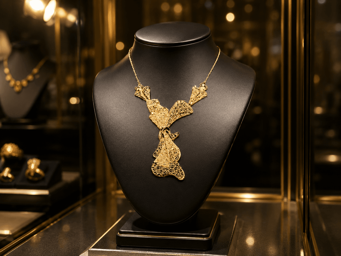 Collier Dubaï Majestueux en Acier Doré – Image 2