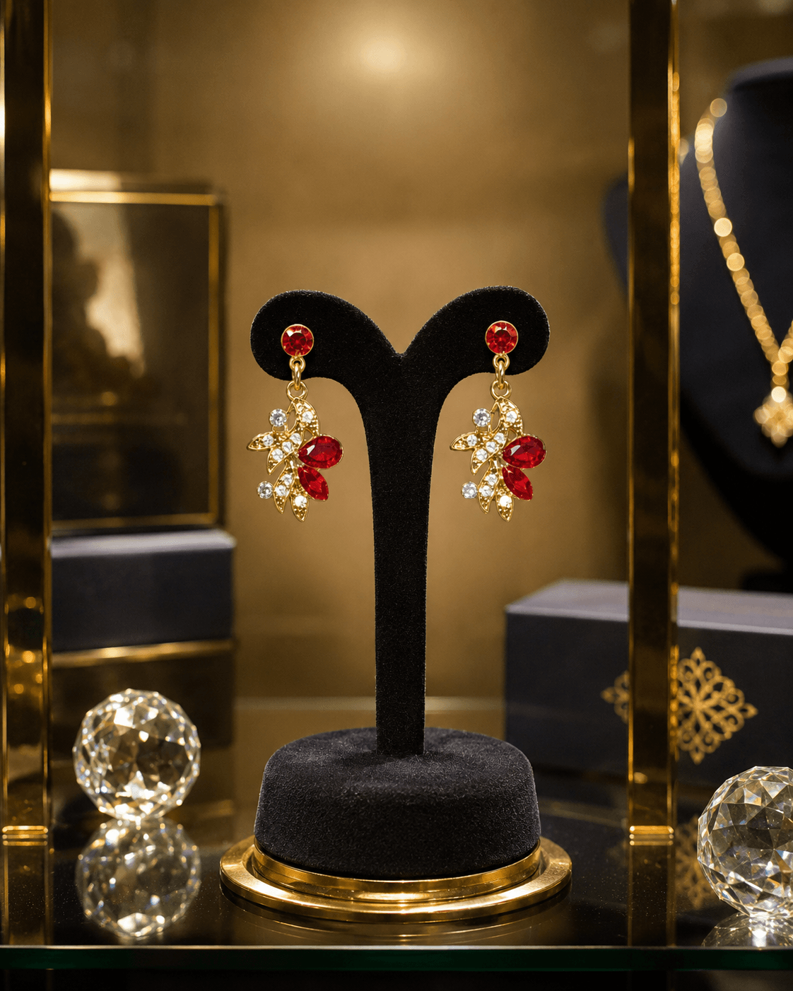 Boucles d’Oreilles Clous Jardin Floral en Plaqué Or – Image 2