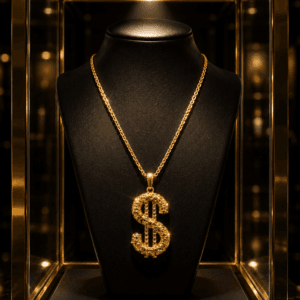 Collier Médaillon Dollars en Argent Plaqué Or 18 Carats