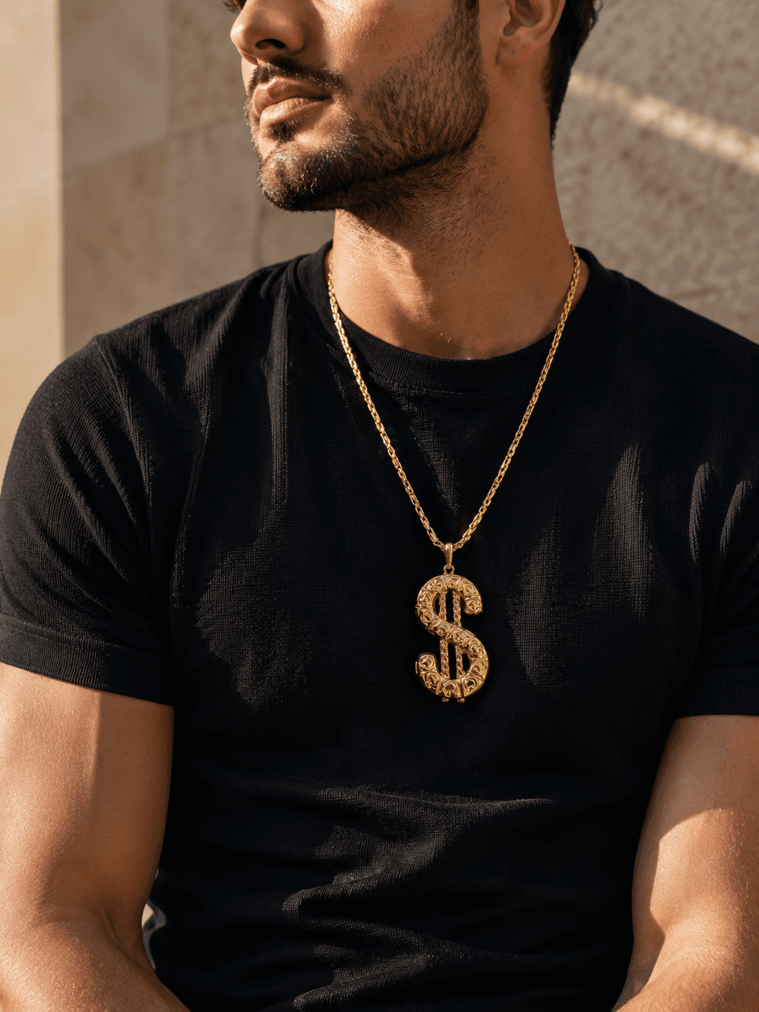Collier Médaillon Dollars en Argent Plaqué Or 18 Carats – Image 2