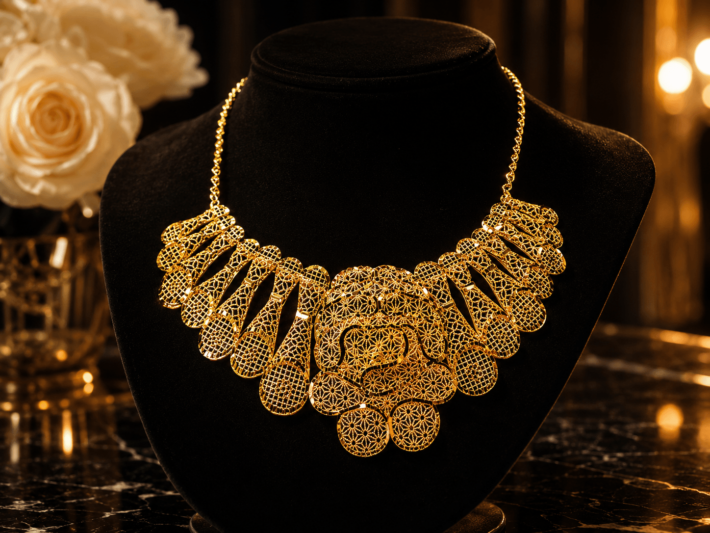 Collier Dubaï Solaire en Acier Doré