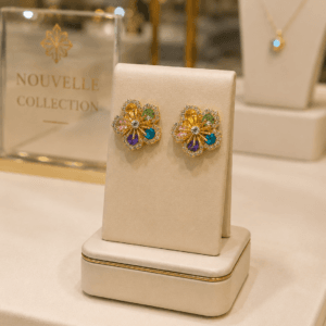 Boucles d’Oreilles Fleurs aux Zirconiums Multicolores