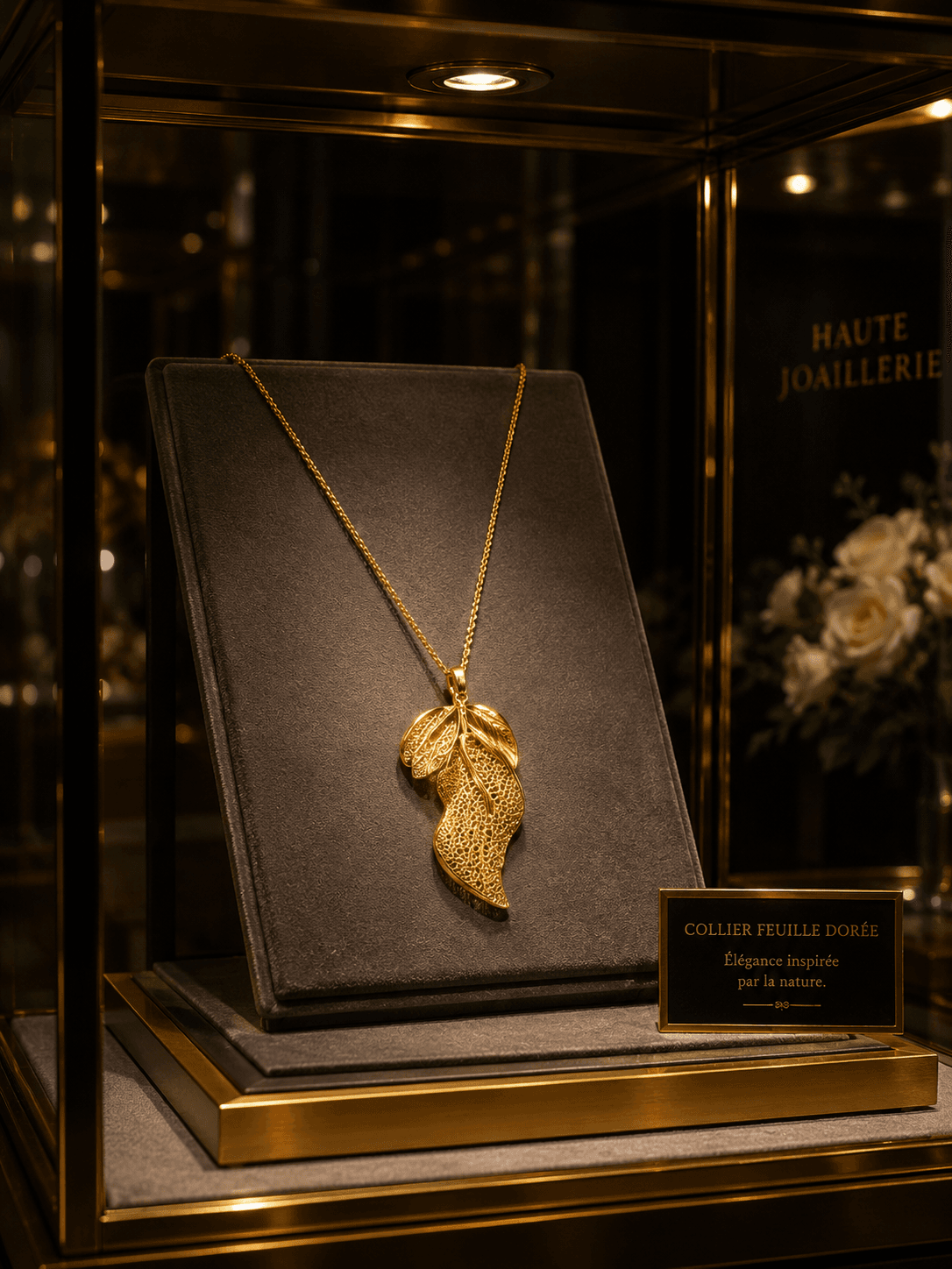 Collier Fleur de Dubaï en Acier Doré