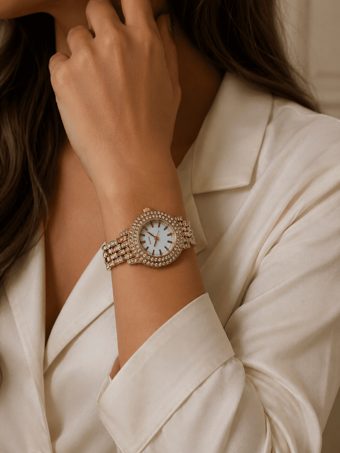 Montre Dubaï Dorée aux Zirconiums – Image 2