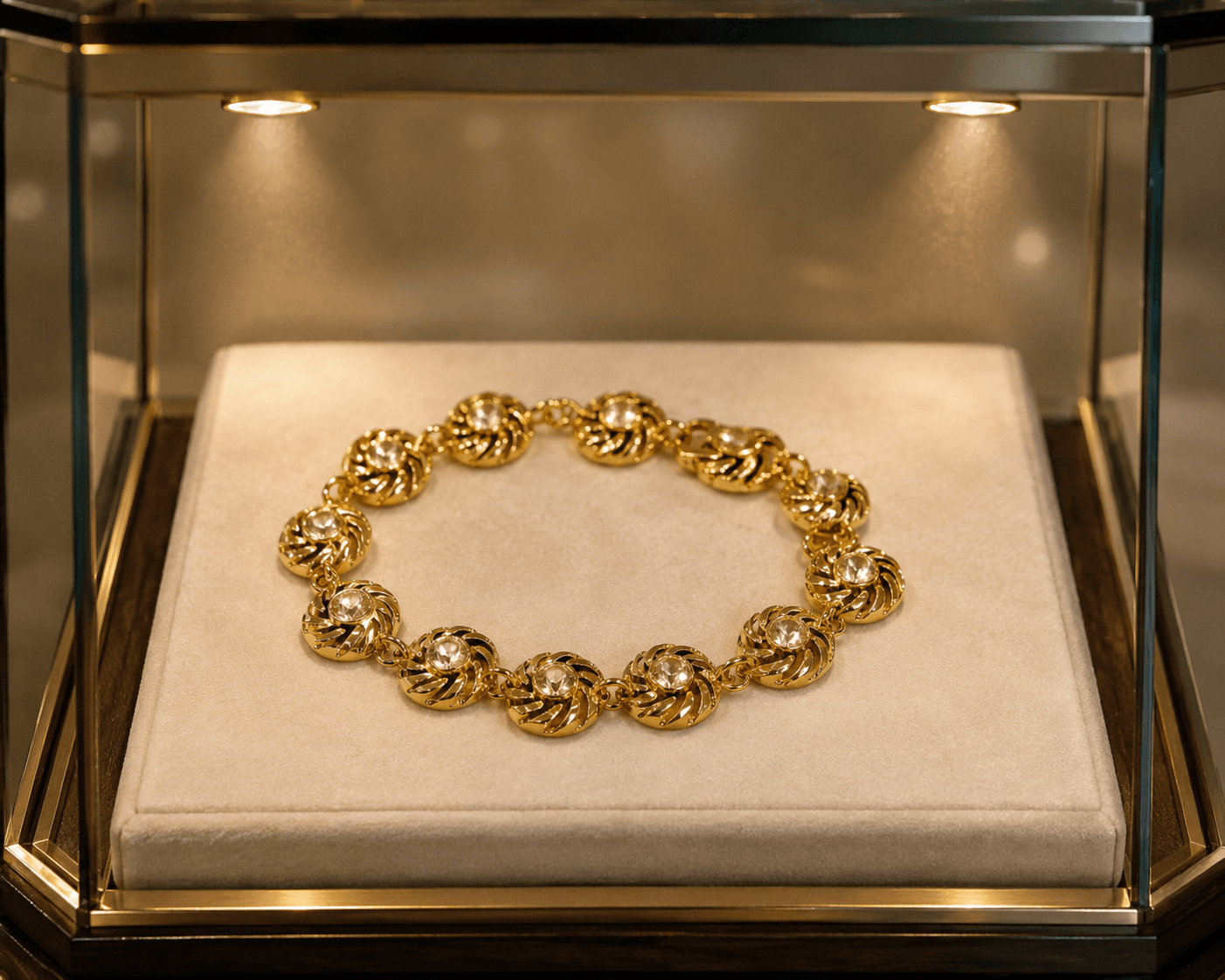 Bracelet Spirale Topaze Blanche en Or 24 Carats