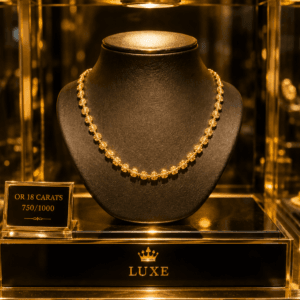 Chaîne Carrés Étoilés Effet Miroir en Or 18 Carats