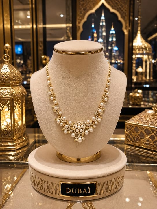 Collier Perles et Strass Sultane en Plaqué Or