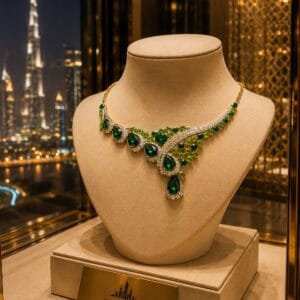 Collier Émeraude Impériale et Zircons – Collection Dubaï