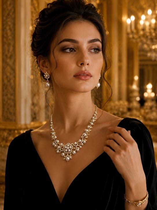Collier Perles et Strass Sultane en Plaqué Or – Image 3
