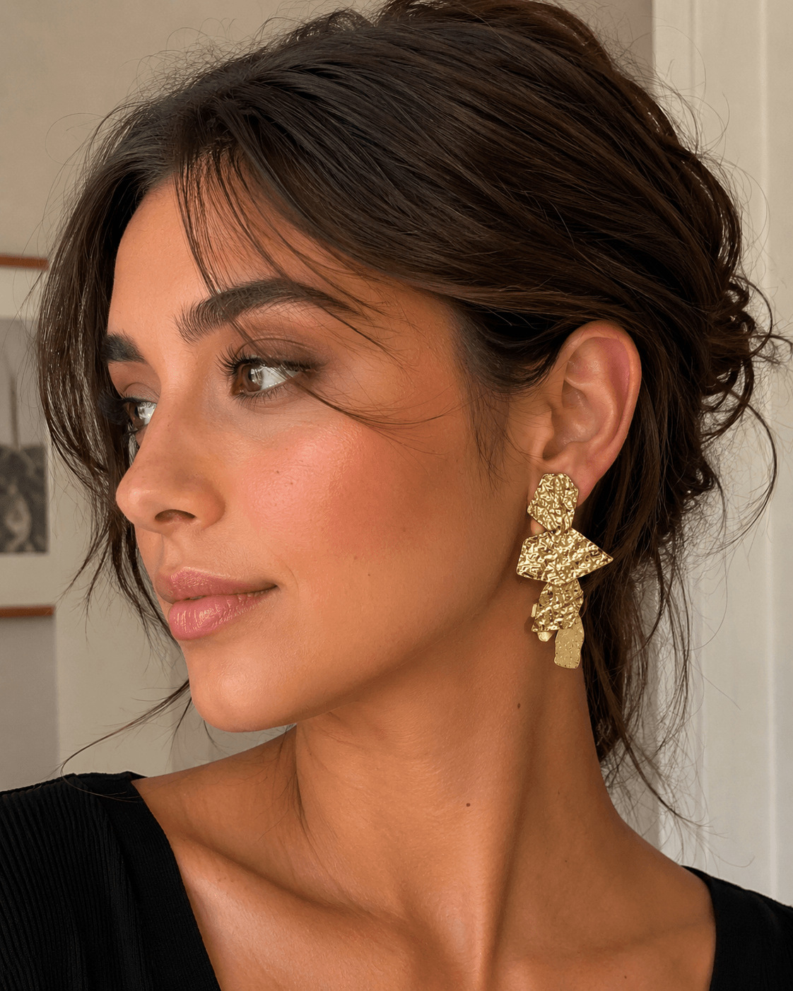 Boucles d’Oreilles Géométriques Bohème à Pince – Image 2
