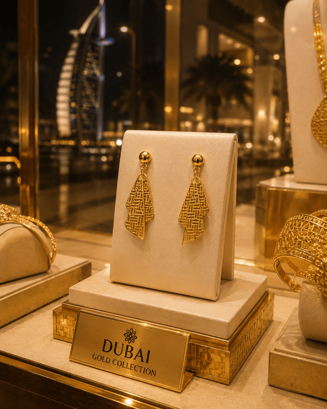 Boucles d’Oreilles Pendantes Dubaï en Plaqué Or