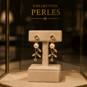 Boucles d’Oreilles Perles Pendantes Dorées