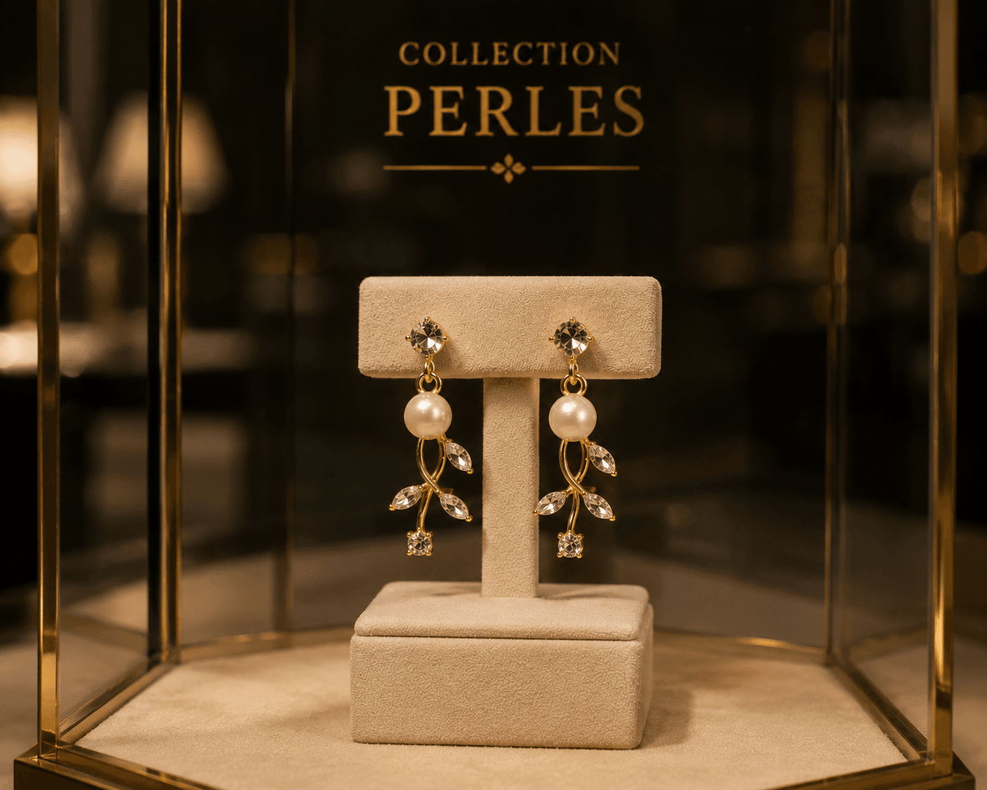 Boucles d’Oreilles Perles Pendantes Dorées