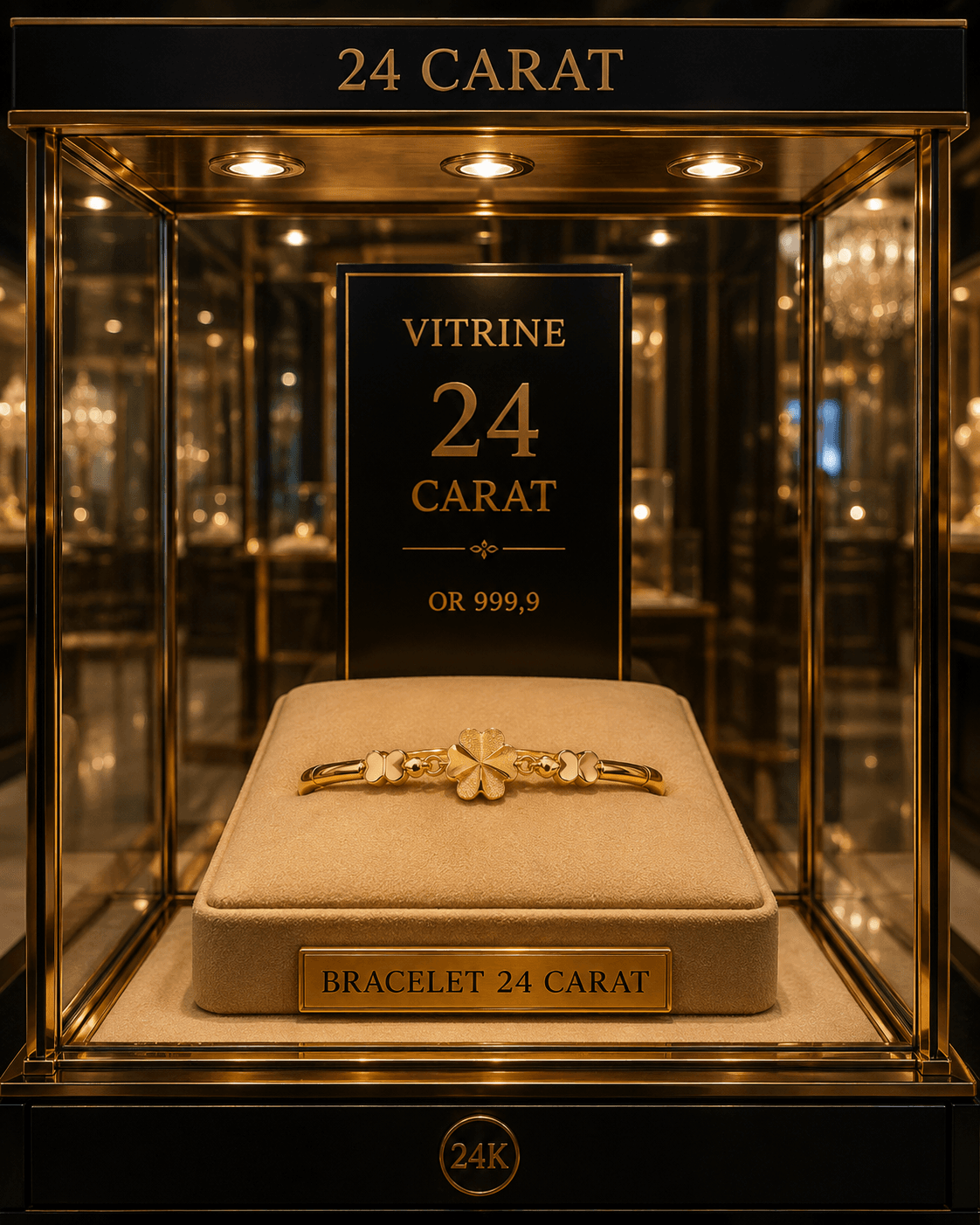 Bracelet Trèfle Précieux en Or 24 Carats