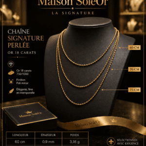 chaine signature perlée -60 cm