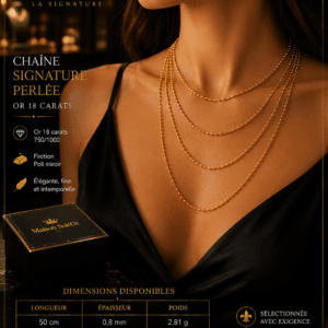 chaine signature perlée -70 cm
